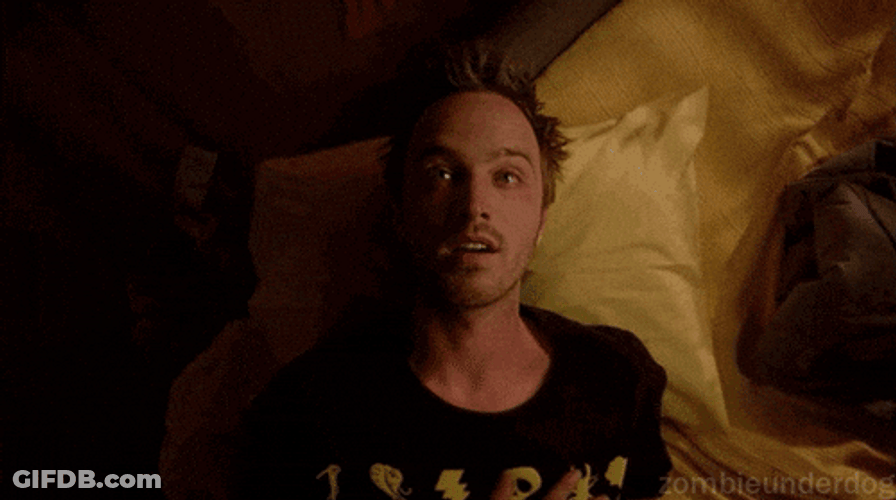 Tweaker Aaron Paul Floats On Bed GIF