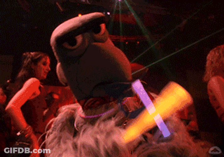 Tweaker Guy On Bird Mascot Shaking Light Stick GIF