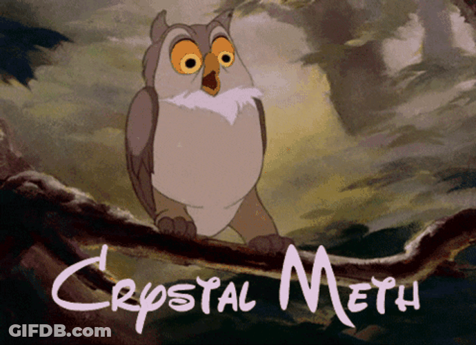 Tweaker Owl Spinning Forward Crystal Meth GIF
