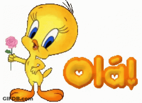 Tweety Bird Holding Pink Rose Ola GIF