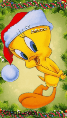 Tweety Bird On Blue Crescent Moon Saying I Tink I Saw A Special Friend GIF