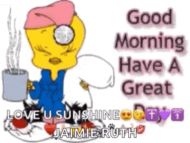 Tweety Drinking Coffee Animated Good Morning Monday GIF