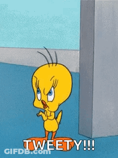 Tweety From Looney Tunes Is Standing Next To A Wall And Says Tweety ! GIF