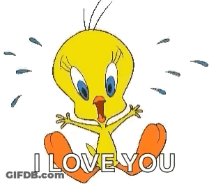 Tweety From The Looney Tunes Showing That He Loves You . GIF
