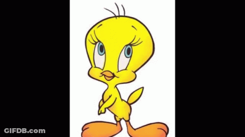 Tweety Is A Yellow Cartoon Bird With Blue Eyes And Orange Feet . GIF