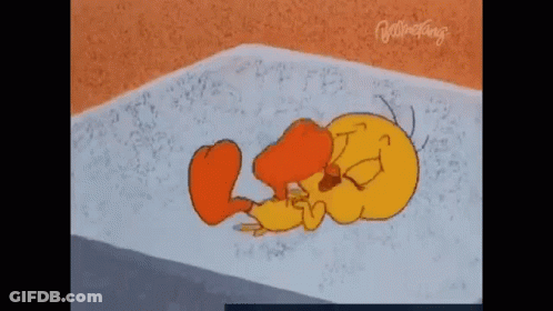 Tweety Laying On Blanket With Duck GIF
