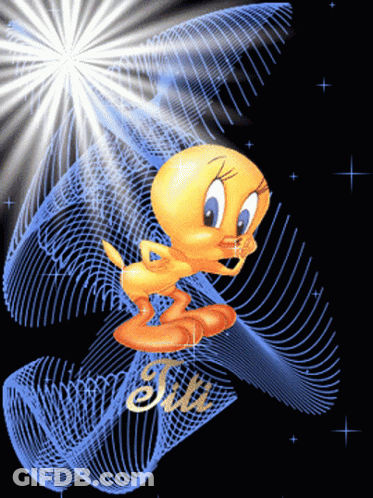 Tweety Surrounded By Blue Lines And Titi GIF