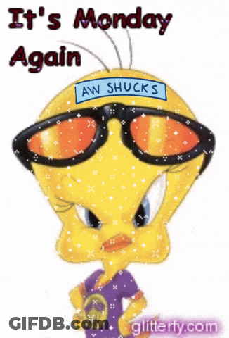 Tweety Wearing Sunglasses And A Sign That Says Aw Shucks On It GIF