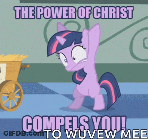 Twilight Sparkle From My Little Pony Says The Power Of Christ Compels You To Wouvew Mee GIF