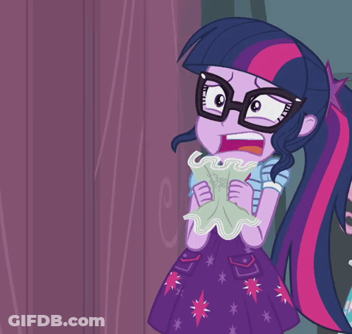 Twilight Sparkle In Purple Dress And Glasses GIF