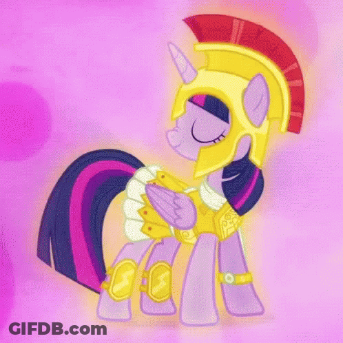 Twilight Sparkle In Spartan Helmet GIF