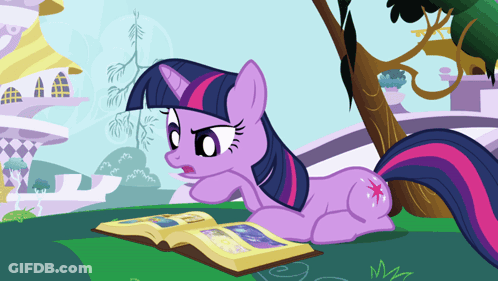Twilight Sparkle Laying On Ground Reading Book GIF
