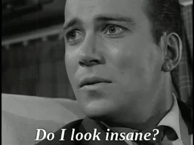 Twilight Zone Do I Look Insane William Shatner GIF