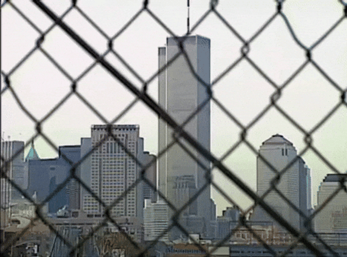 Twin Towers Falling New York City From Afar GIF