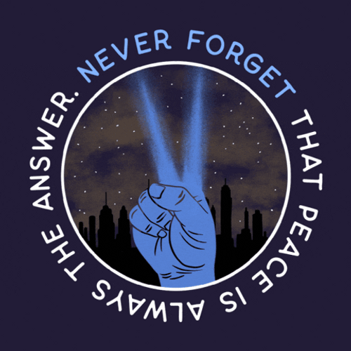 Twin Towers Falling Peace Sign GIF