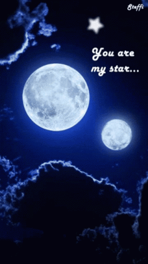 Twinkling Moon Light Animated Stars GIF