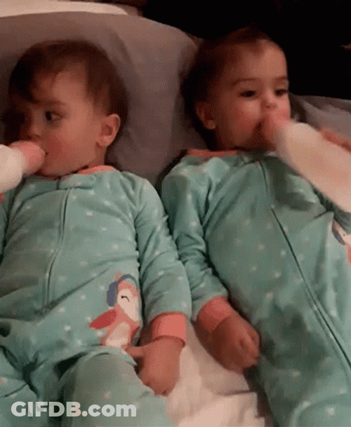 Twins Babies Drinking Milk GIF