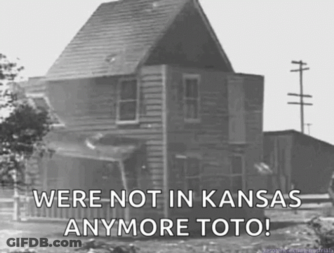 Twirling House Not In Kansas Hurricane Meme GIF