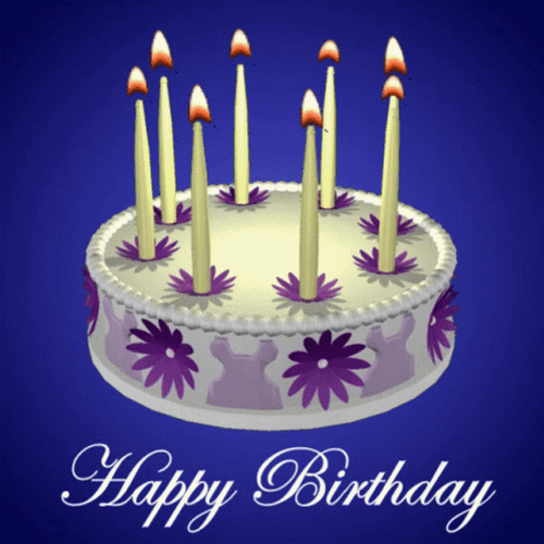 Twirling Purple Birthday Cake GIF