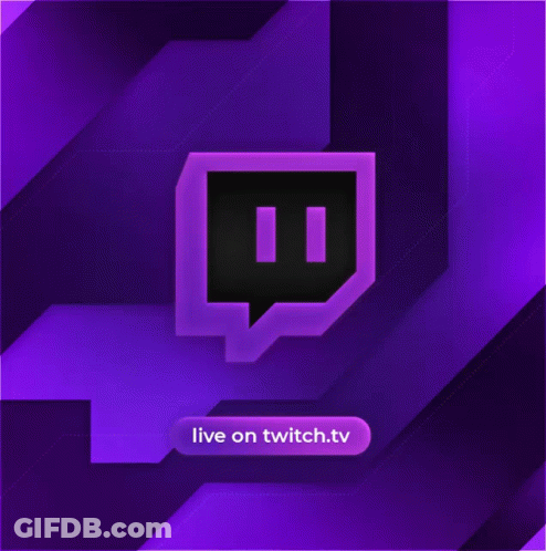 Twitch Logo On Purple Background Saying Live On Twitch.tv GIF