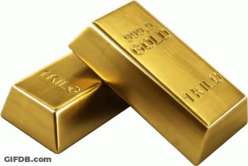 Two 1 Kilo Gold Bars Stacked On Top Of Each Other On A White Background GIF