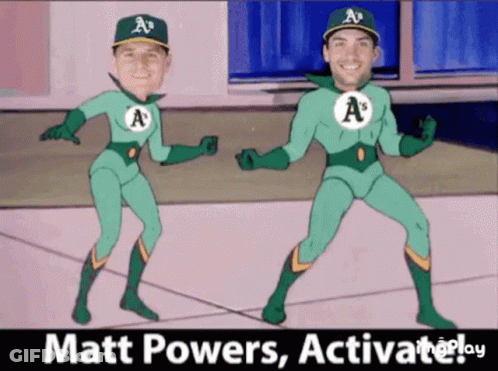 Two A's Baseball Players Dancing Matt Powers Activate GIF