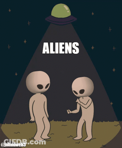 Two Aliens Standing Together GIF