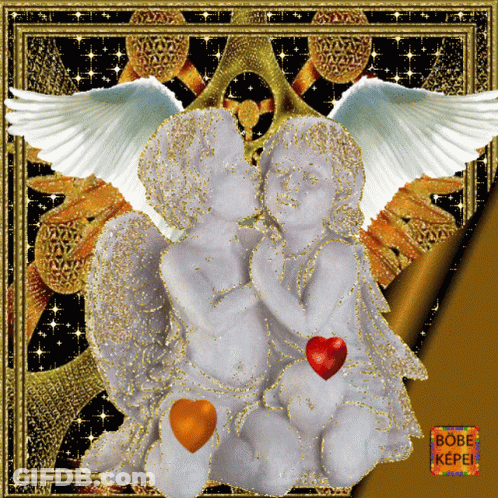 Two Angels Kissing With Bobe GIF
