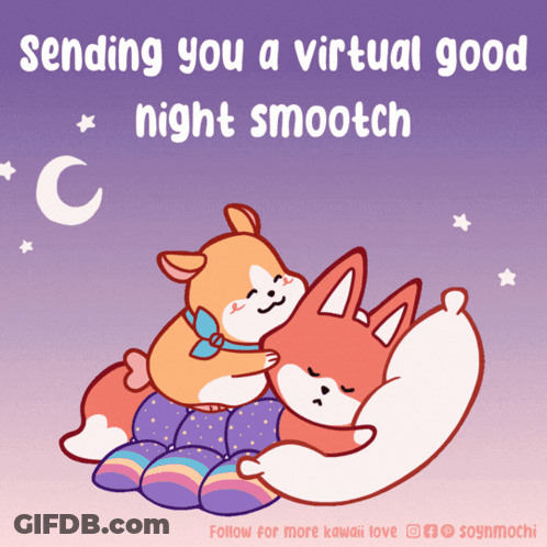 Two Animals Hugging Good Night Smooch GIF