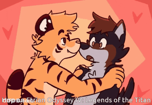 Two Animals Hugging Hop On Etrian Odyssey IV Legends Of The Titan GIF