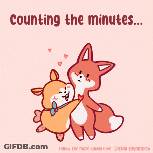 Two Animals Hugging With Counting The Minutes GIF