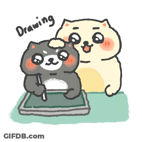 Two Animals With Word Drawing GIF