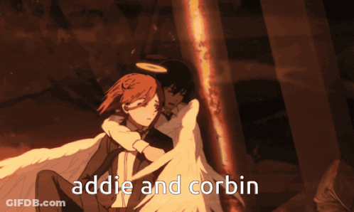 Two Anime Characters Addie And Corbin GIF