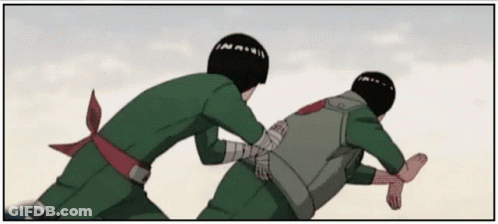 Two Anime Characters Are Fighting Each Other And One Of Them Has A Bandage On His Back . GIF