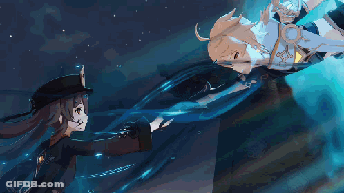 Two Anime Characters Are Holding Hands And One Has The Letter C On Her Sleeve GIF