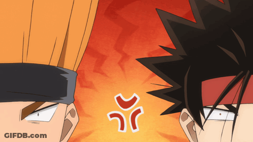 Two Anime Characters Are Looking At Each Other And One Has An Angry Face GIF