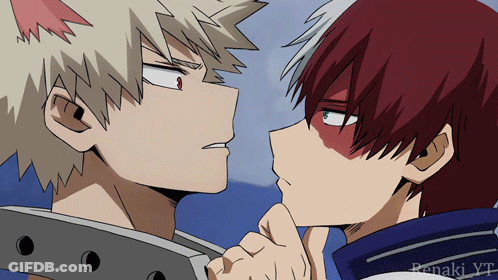 Two Anime Characters Are Looking At Each Other With The Watermark Renaki_yt On The Bottom GIF