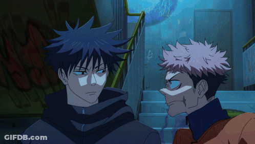 Two Anime Characters Are Standing Next To Each Other And One Has A Pink Hair GIF