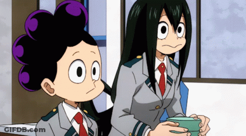 Two Anime Characters Are Standing Next To Each Other GIF