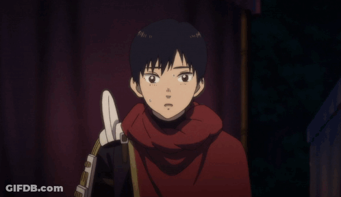 Two Anime Characters Are Standing Next To Each Other With One Making A Funny Face GIF