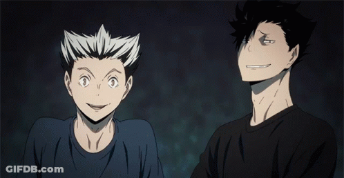 Two Anime Characters Are Standing Next To Each Other With One Making A Funny Face GIF