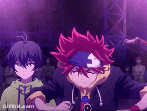 Two Anime Characters Are Standing Next To Each Other With One Wearing A Hoodie That Says ' G ' On It GIF