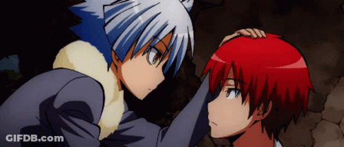 Two Anime Characters Are Touching Each Other 'S Hair GIF