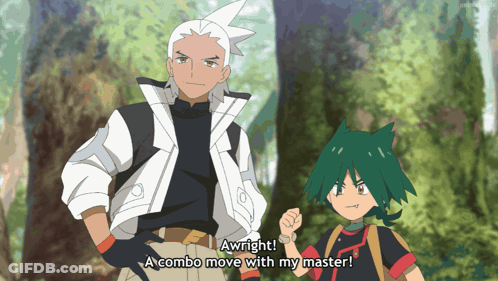 Two Anime Characters Awright A Combo Move With My Master GIF