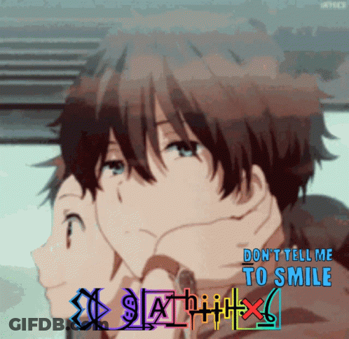 Two Anime Characters Don't Tell Me To Smile GIF