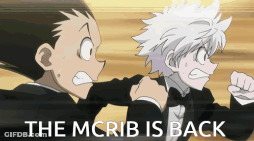 Two Anime Characters Fighting With The McRib Is Back GIF