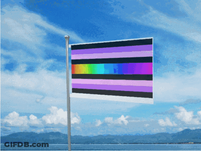 Two Anime Characters Flying In Wind On Flag GIF