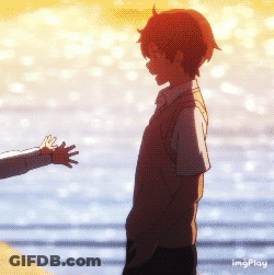 Two Anime Characters Hand Reaching Out GIF
