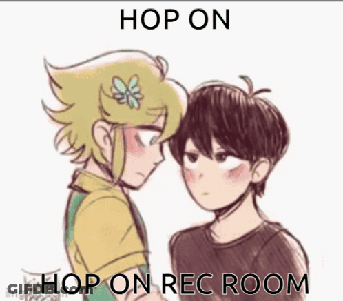 Two Anime Characters Hop On Rec Room GIF