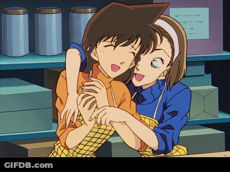 Two Anime Characters Hugging GIF